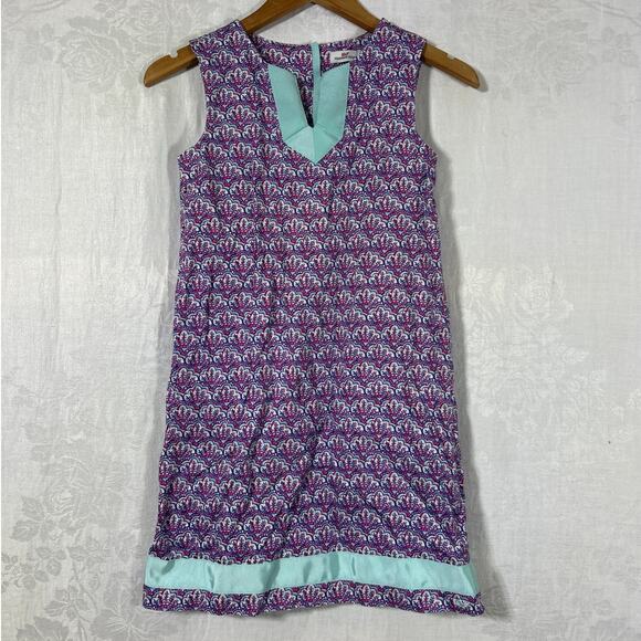 Vineyard Vines Dress Girls 12 Pink Aqua Shells Ribbon Trim - Picture 1 of 9